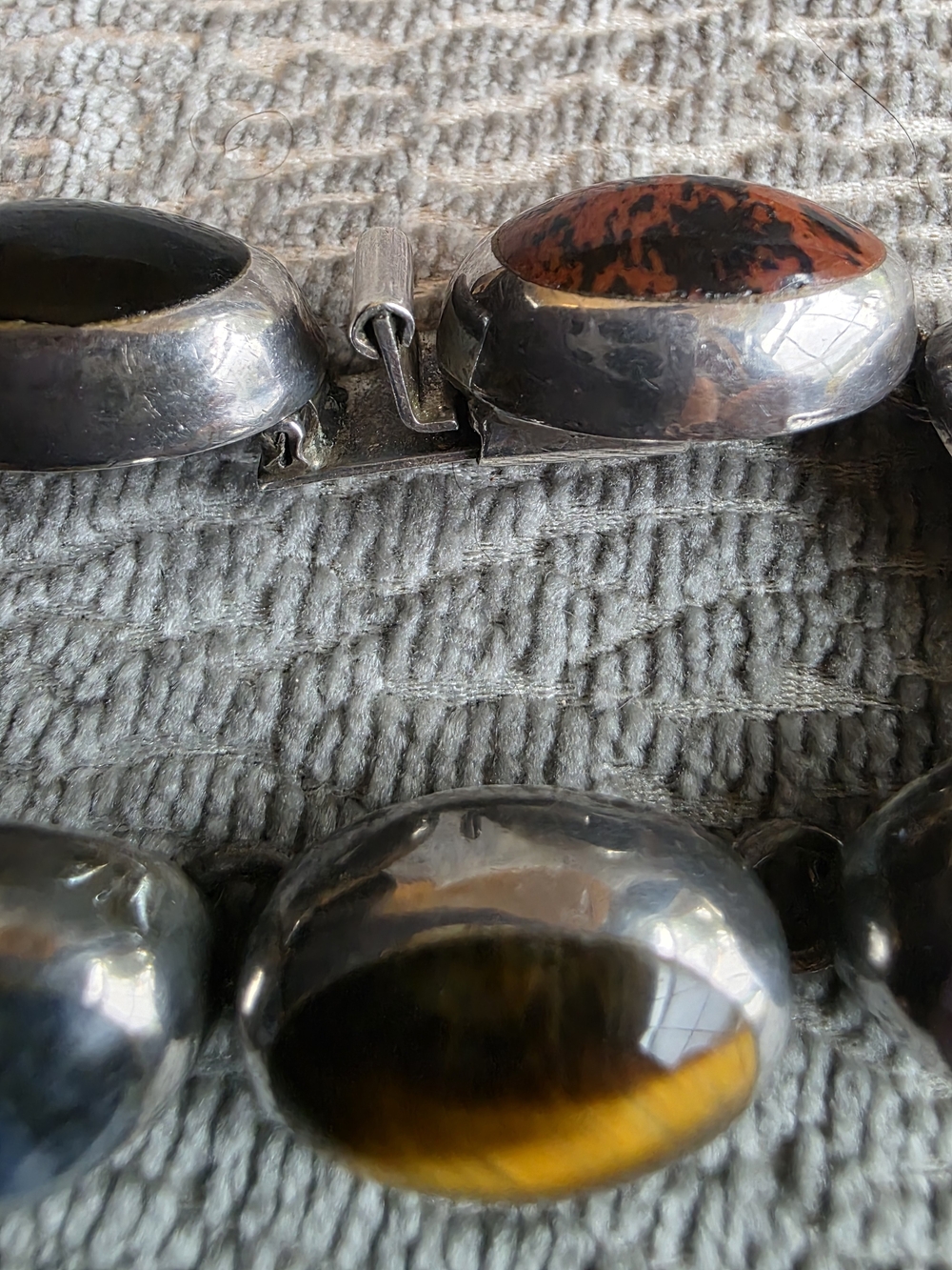 Vintage Sterling Silver Inlay Multi Gemstone Bracelet Taxco Mexico 925 - Picture 10 of 16